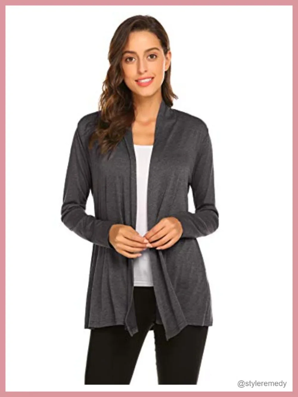 Lightweight Long Sleeve Cardigan Soft Drape Open Front Fall Dusters